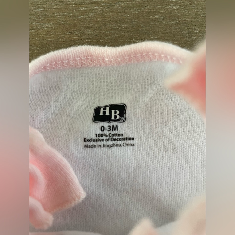 HB Set of 3 Ruffle Sleeve Short Rompers 0-3M-Pink Bonjour, Bulldog Bonjour, Dots - Picture 7 of 8